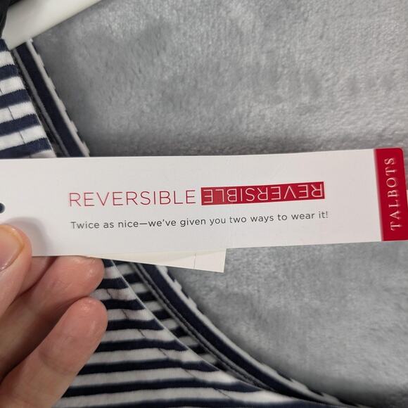 Talbots Tank Top Womens 2X Blue White Striped Reversible Sleeveless Plus Size - Picture 5 of 9